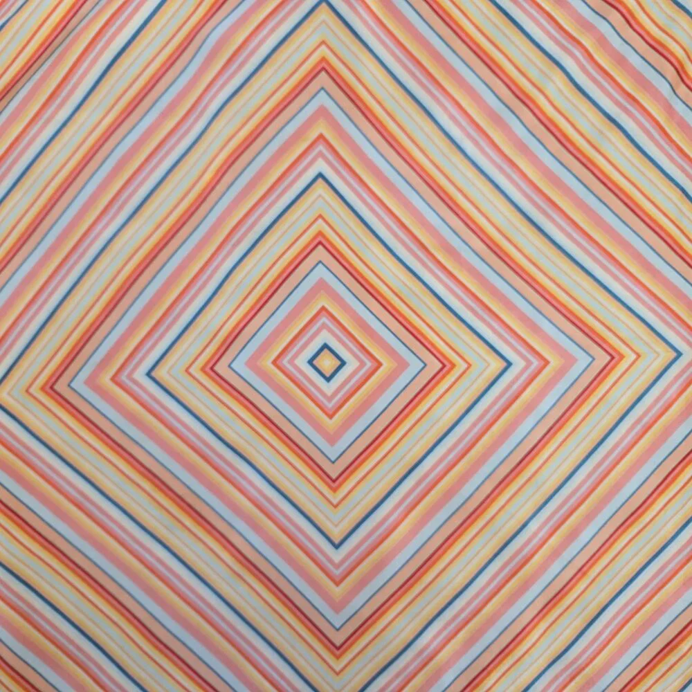 Colorful Silk Square Scarf Neckerchief Diamond Stripes Hand Rolled Edges - Picture 5 of 7